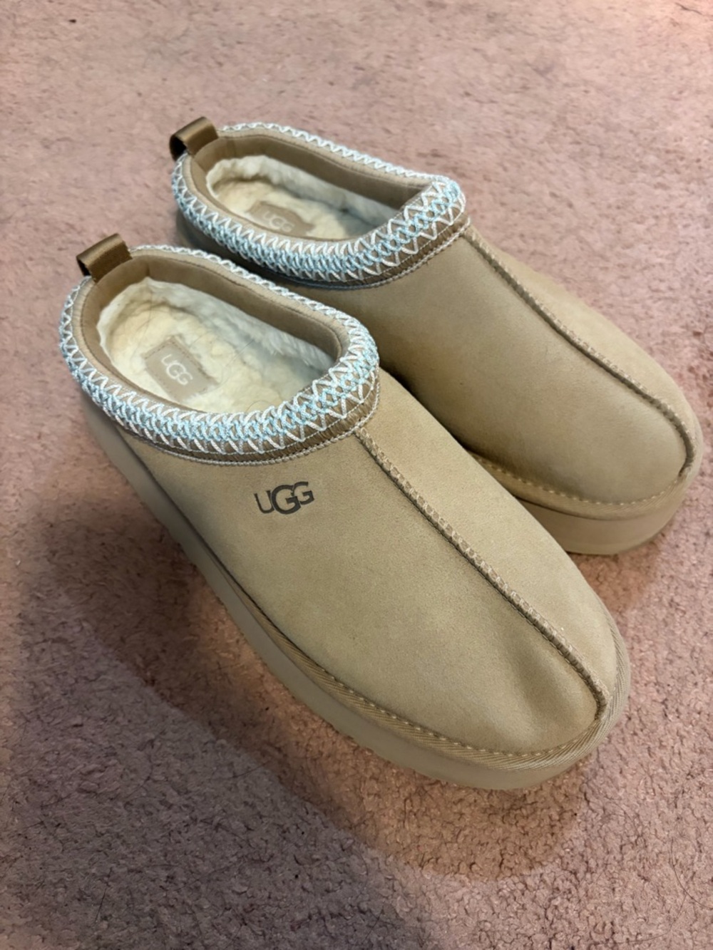 UGG Slip-On Mule in Tan with Cream Trim